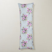 Lila floraler Wasserfarben Weißer Polka Dot Seitenschläferkissen (Rückseite (Vertikal))