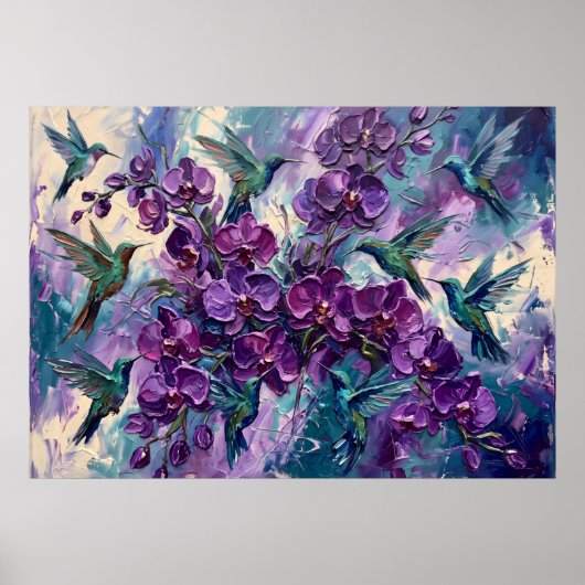 Lila Florales Abstrakte Poster (Vorne)