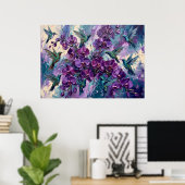 Lila Florales Abstrakte Poster (Heimbüro)