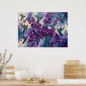 Lila Florales Abstrakte Poster (Küche)