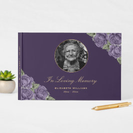 Lila florales Begräbnis-Foto Gästebuch
