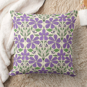 Lila florales botanisches Muster Kissen