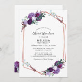 Lila florales Brautparty Einladung (Vorne/Hinten)