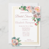 Lila florales Brautparty Einladung (Vorderseite)
