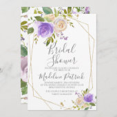 Lila florales Brautparty Einladung (Vorne/Hinten)