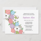 Lila florales Brautparty Einladung (Vorderseite)