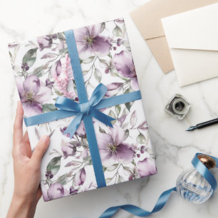Lila florales Brautparty Geburtstag Ihre Hochzeit Geschenkpapier
