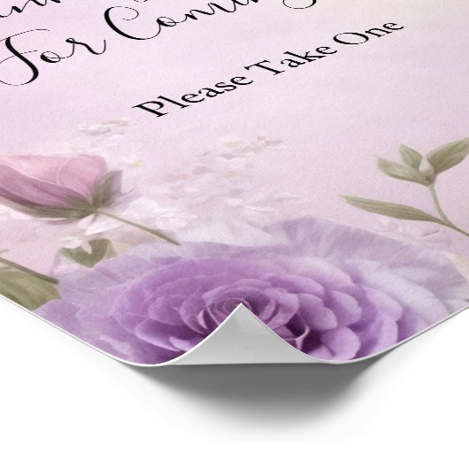 Lila florales Brautparty Gefallen Tafelsignatur Poster (Ecke)