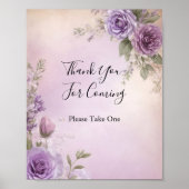 Lila florales Brautparty Gefallen Tafelsignatur Poster (Vorne)