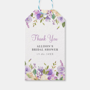 Lila florales Brautparty Geschenkanhänger