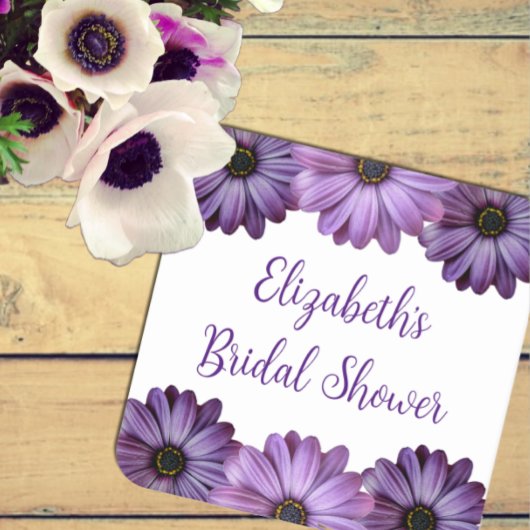 Lila florales Brautparty Rechteckiger Pappuntersetzer