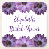 Lila florales Brautparty Rechteckiger Pappuntersetzer (Vorderseite)