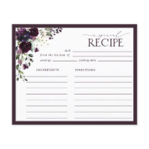 Lila florales Brautparty Rezept Karte