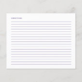 Lila florales Brautparty Rezeptkarte (Rückseite)