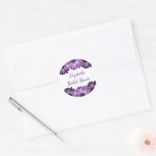 Lila florales Brautparty Runder Aufkleber