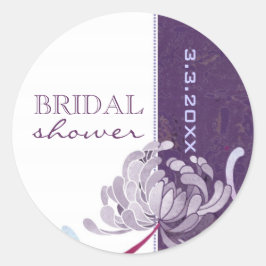 Lila florales Brautparty Runder Aufkleber