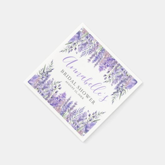 Lila florales Brautparty Serviette (Ecke)