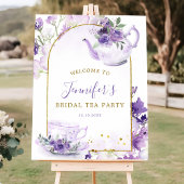 Lila florales Brautparty Tee Begrüßungszeichen Poster