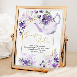 Lila florales Brautparty Teezeremonie auf dem Schn Poster