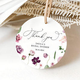 Lila florales Brautparty Vorzugstriche Geschenkanhänger