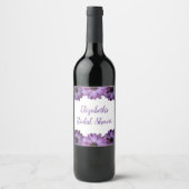 Lila florales Brautparty Weinetikett (Vorderseite)