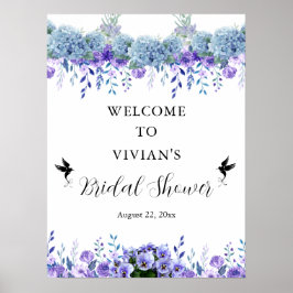 Lila florales Brautparty Willkommen Poster