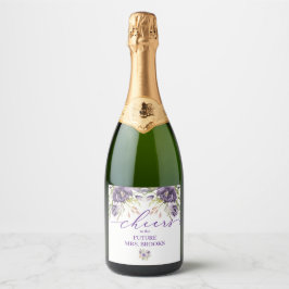 Lila florales Champagnerlabel Schaumweinetikett