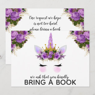 Lila Florales Einhorn Prinzessin Bring Ein Buch Einladung