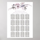 Lila florales Elegant 16 Tafelsitzplan Poster (Vorne)
