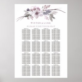 Lila florales Elegant 16 Tafelsitzplan Poster
