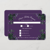 Lila florales Elegant Hochzeitgotik Einladung (Vorne/Hinten)