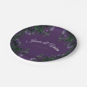 Lila florales Elegant Hochzeitgotik Pappteller (Schrägansicht)