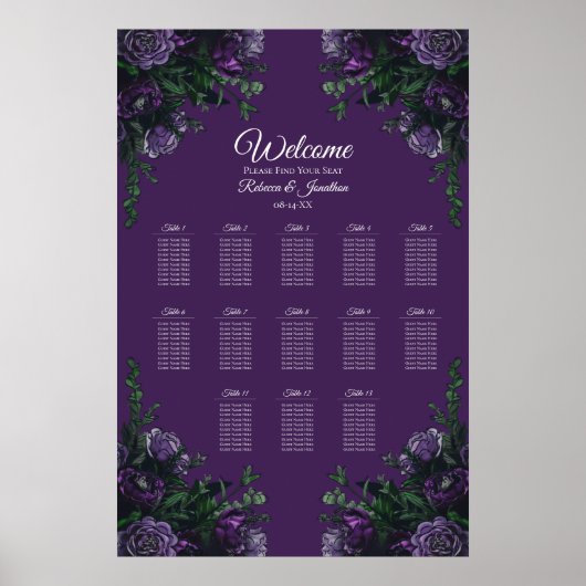 Lila florales Elegant Hochzeitgotik Poster (Vorne)