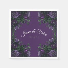 Lila florales Elegant Hochzeitgotik Serviette