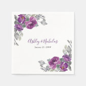 Lila florales Elegantes Botanisches Hochzeitsfest  Serviette (Vorderseite)