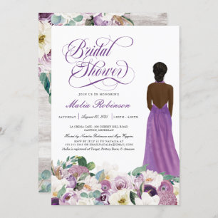 Lila florales Elegantes Hochzeitssorgen Brautpart Einladung