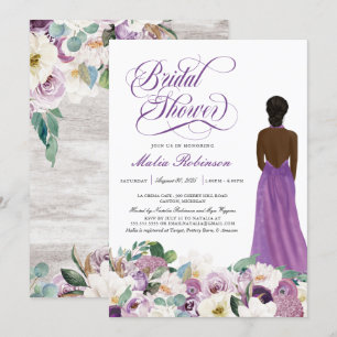 Lila florales Elegantes Hochzeitssorgen Brautparty Einladung
