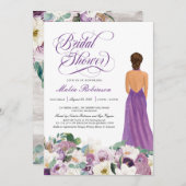 Lila florales Elegantes Hochzeitssorgen Brautparty Einladung (Vorne/Hinten)