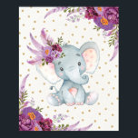 Lila florales Elephant Kinderzimmer Art Boho Deco  Poster<br><div class="desc">Adorable Babyelefant mit hübschem böhmischen Blumenkopfteil. Perfekte Ergänzung zum Kinderzimmer deines kleinen Mädchens.</div>