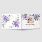 Lila florales Foto Beileid Beerdigung Wasserfarbe Gästebuch (Voll)