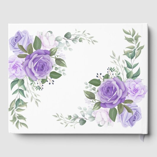 Lila florales Foto Beileid Beerdigung Wasserfarbe Gästebuch (Rückseite)