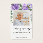 Lila florales Foto Beileid Beerdigungskarte (Vorderseite)