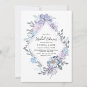 Lila, florales geometrisches modernes Brautparty Einladung (Vorderseite)