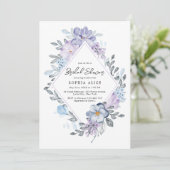 Lila, florales geometrisches modernes Brautparty Einladung (Stehend Vorderseite)