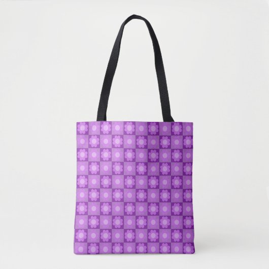 Lila florales geometrisches Muster Tasche (Vorderseite)