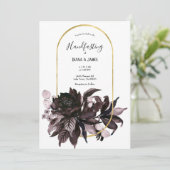 Lila florales Gothic Boho Pagan Handfasting Einladung (Stehend Vorderseite)