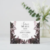 Lila florales Gothic Boho Pagan Handfasting Save The Date (Stehend Vorderseite)