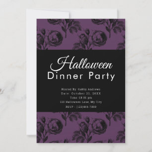 Lila florales Gotisches Halloween Abendessen Party Einladung