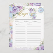 Lila florales High Tee Party Weinkarte Dankeskarte (Vorne/Hinten)
