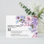 Lila florales Hochzeitsessen UAWG RSVP Karte (Stehend Vorderseite)